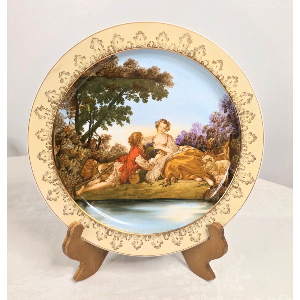 Vintage Ardalt Lenwile China Hand Painted Romantic Couple Collector Plate 10.25"